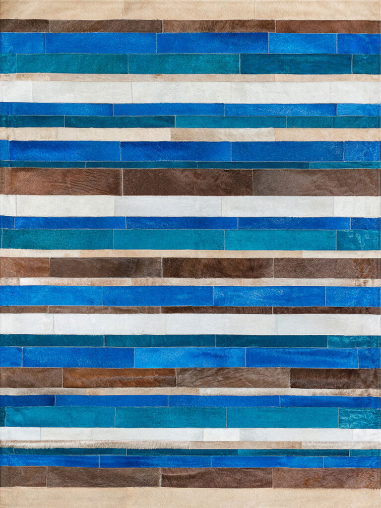 TAPETE COURO TIRAS AZUL - PERSONALIZÁVEL