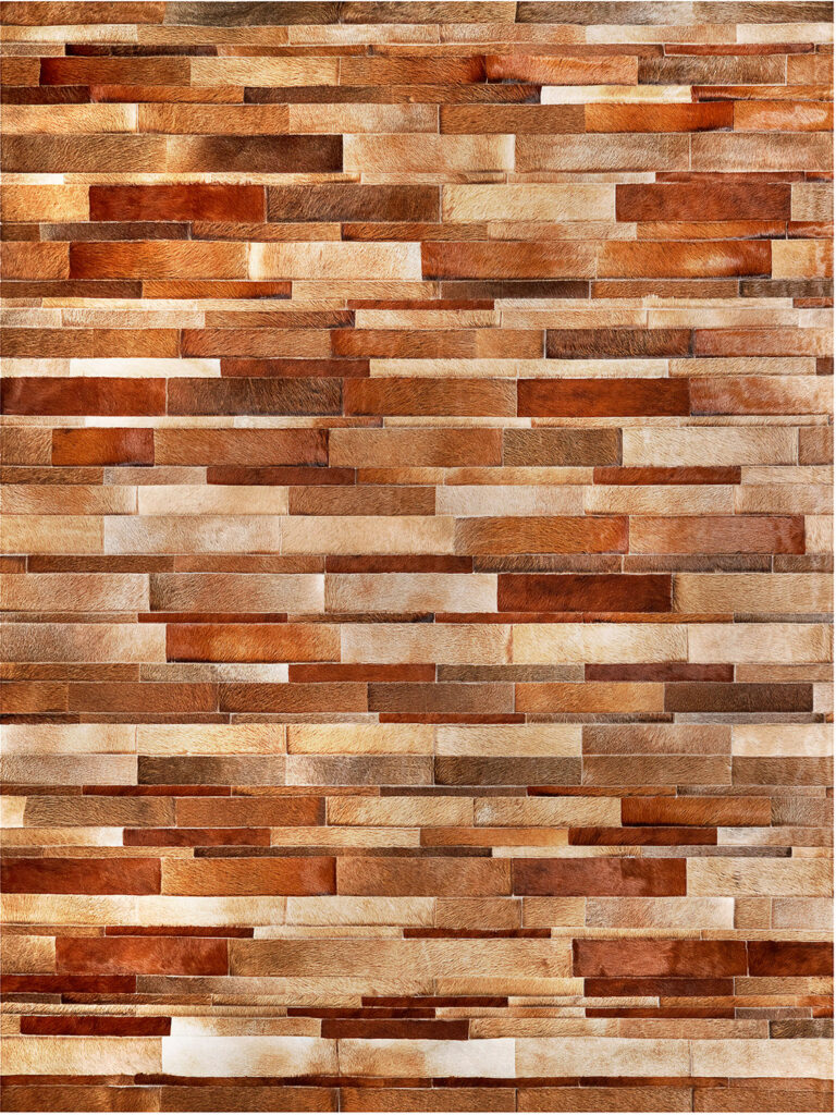 TAPETE COURO TIRAS MARROM - PERSONALIZÁVEL